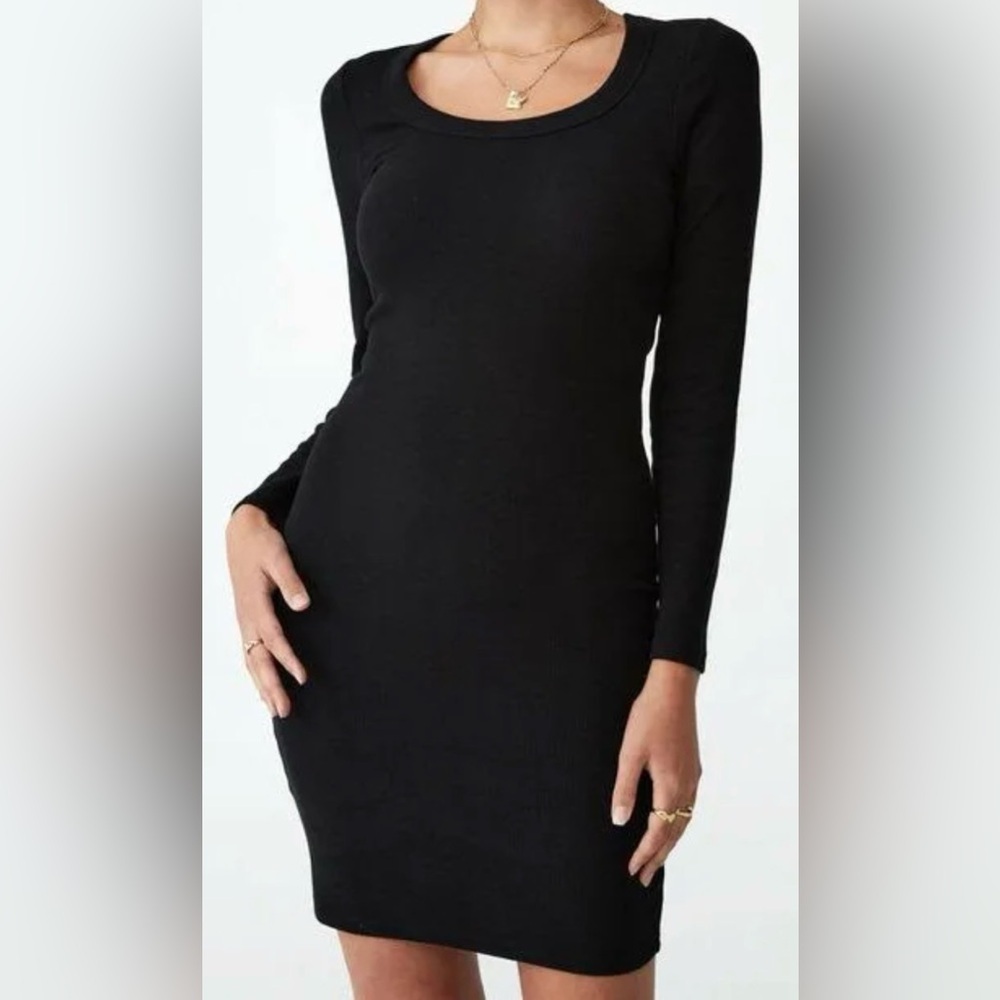 NWT Old Navy Black Ribbed Knit Long Sleeve sweater Dress Womens Sz Medium